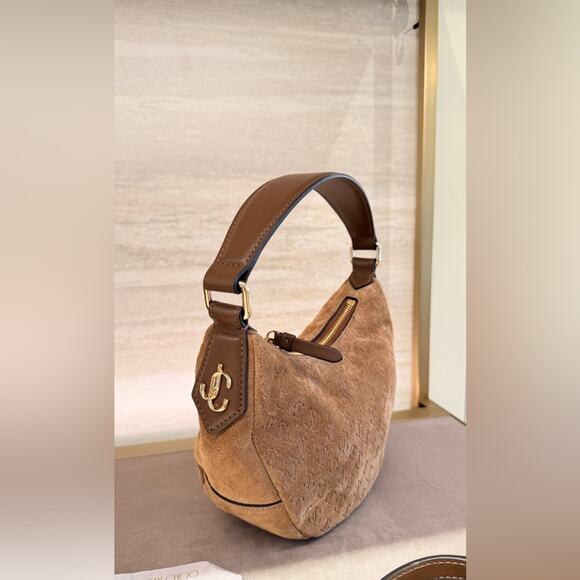 Jimmy Choo light Brown Suede Hobo crossbody Bag - Picture 2 of 6